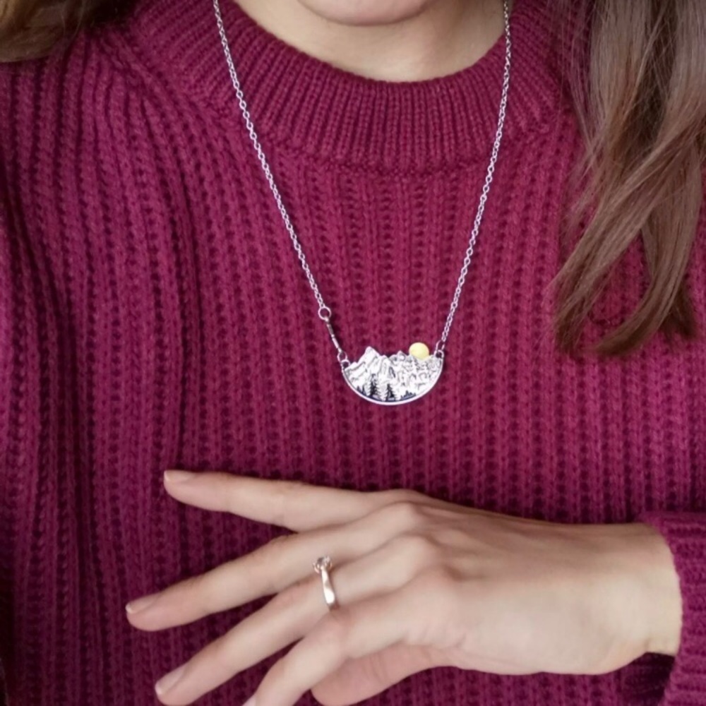 “Pursuit of Peace” Mountain TreeLandscape Necklace - Picture 2 of 7